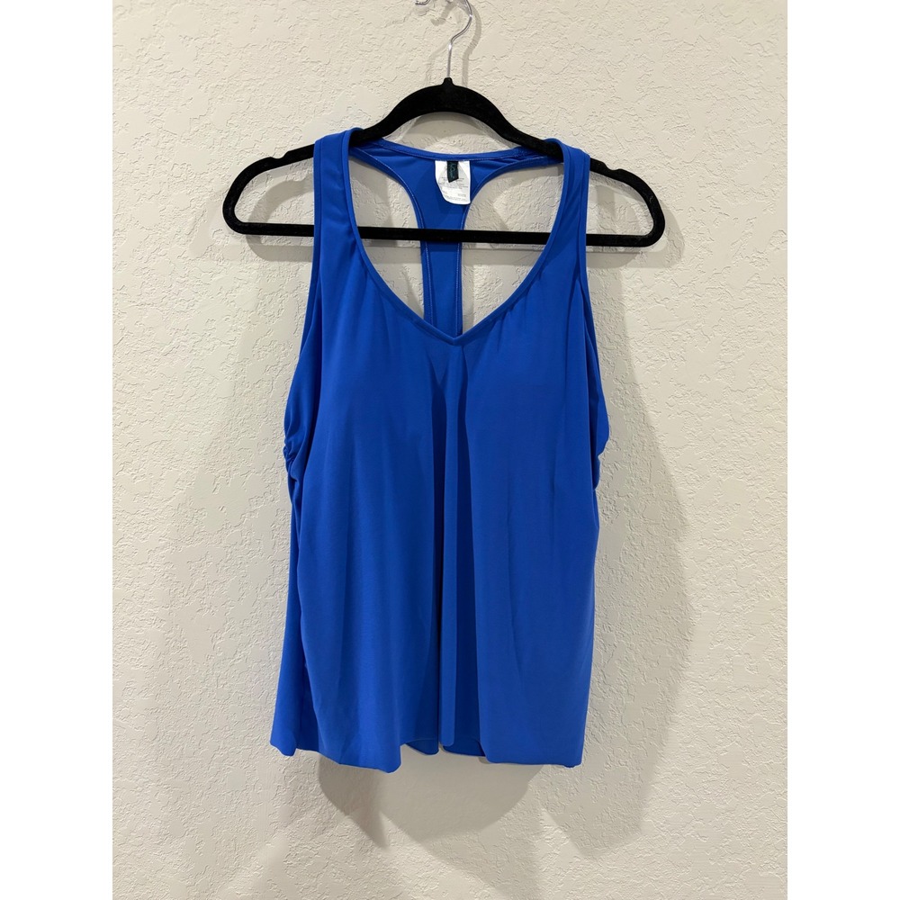 Aqua Green Royal Blue Racerback Tankini Swim Top V-Neck Large
